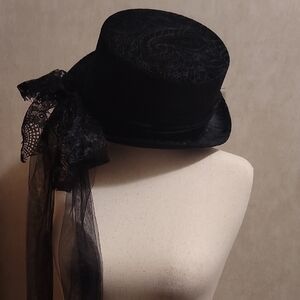 Elegant Black Lace Women's Top Hat Costume Steampunk